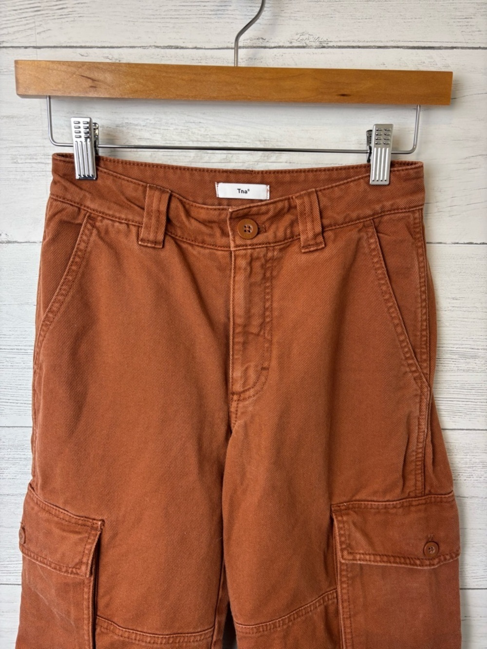 Aritzia TNA Troop Cargo Pant in Garment Dyed Warm Umber 00 - MidRise 100% Cotton - Picture 4 of 12
